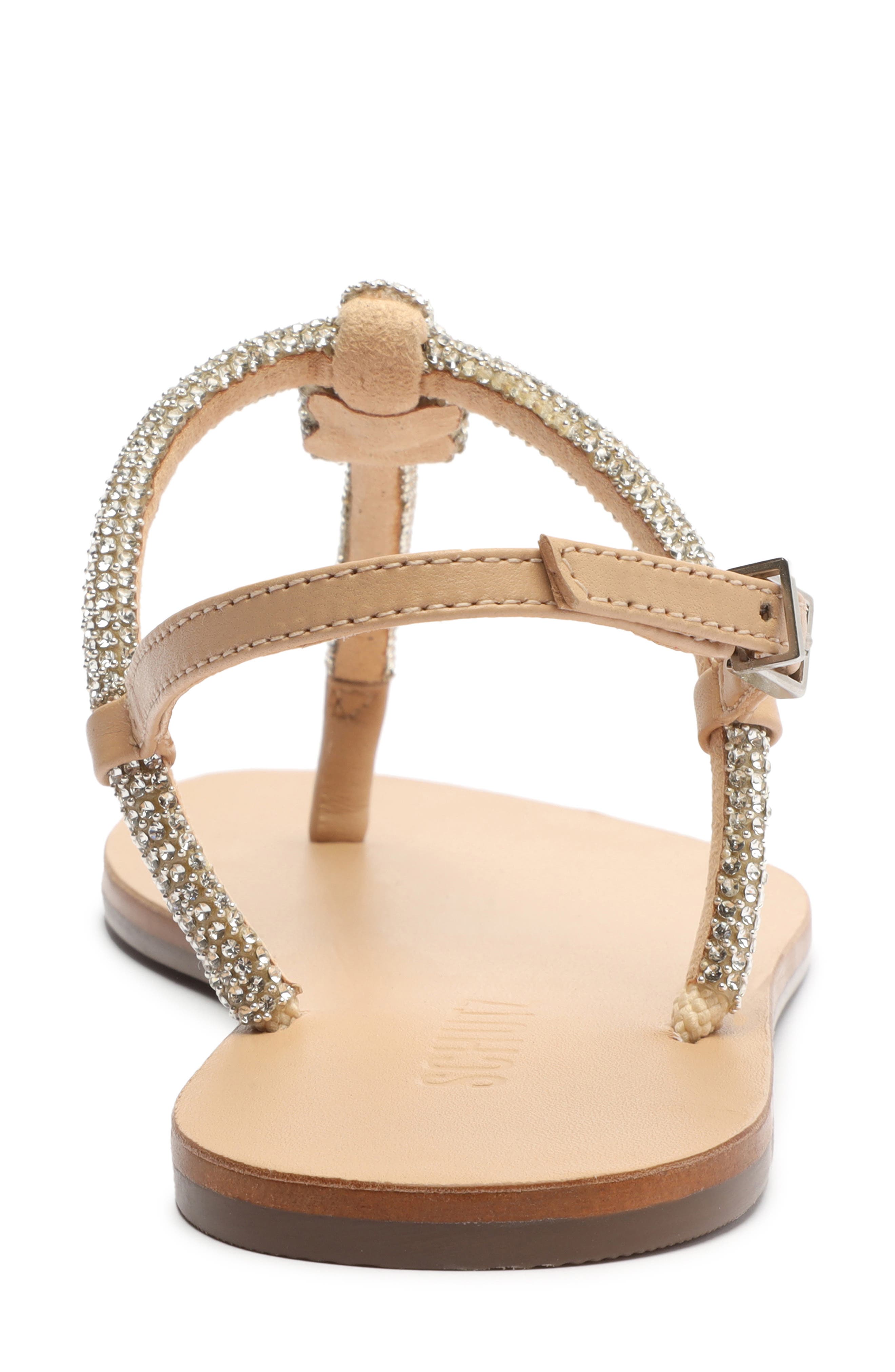 Pearly Crystal Embellished Flat Sandal, Alternate, color, LIGHT NUDE/ CRISTAL