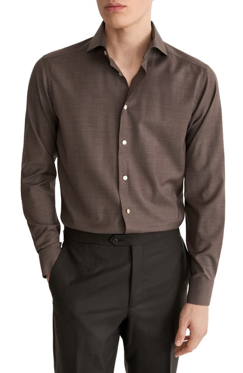 Slim Fit Merino Wool Dress Shirt
