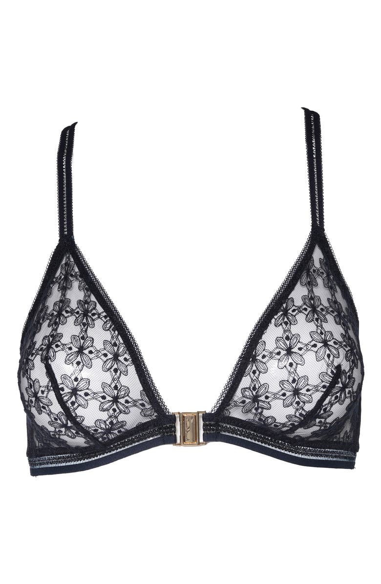 Huit Café Fleur Wireless Bra, Alternate, color, Black