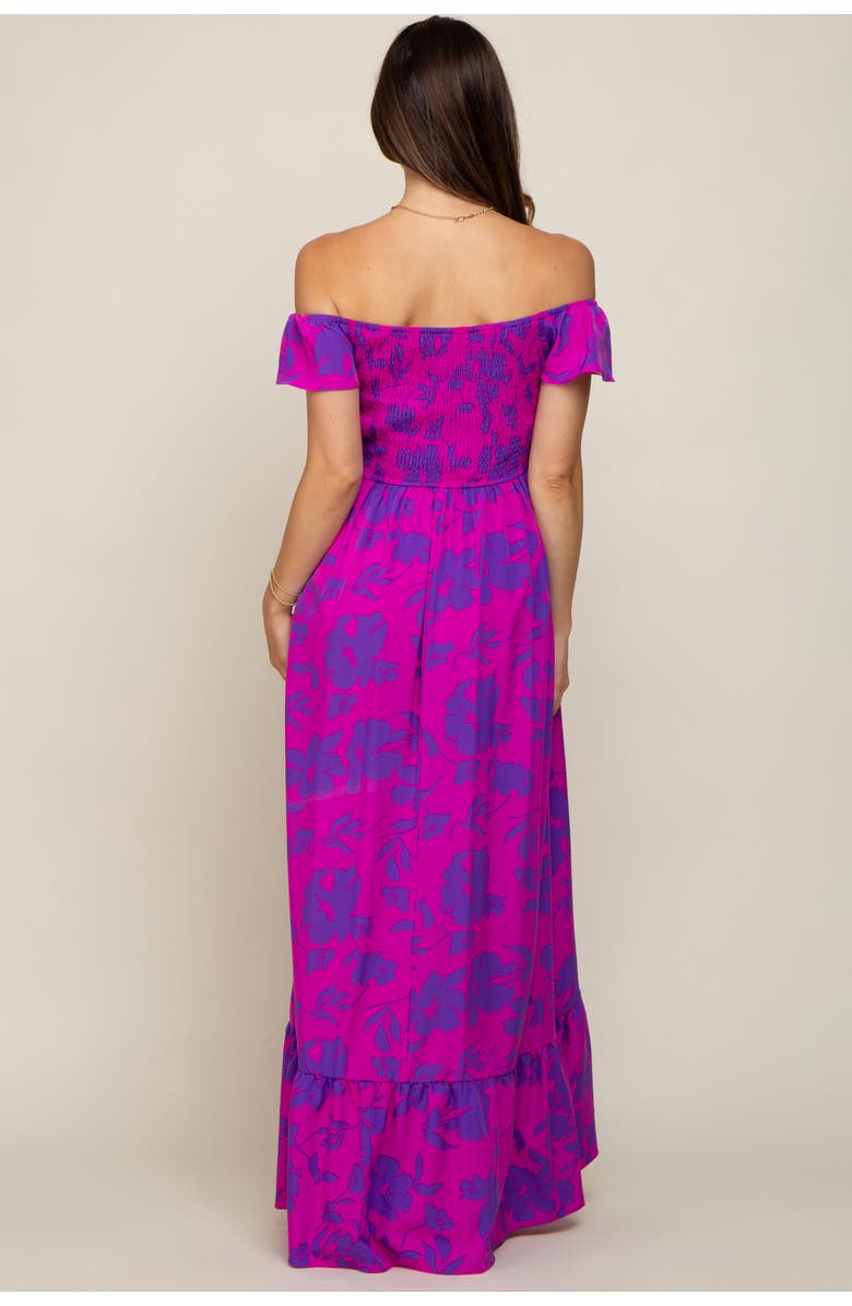 PinkBlush Floral Smocked Cinched Top Maxi Dress, Alternate, color, Magenta