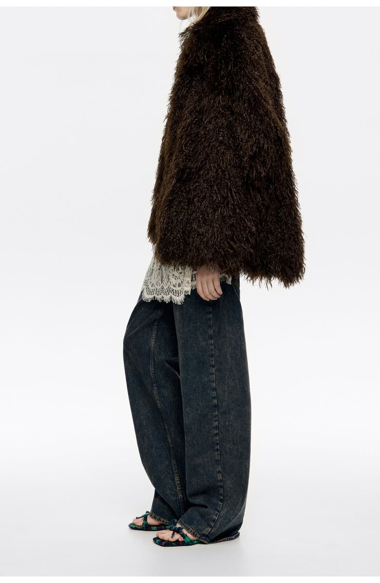 Bimba y Lola Oversize Fur Coat, Alternate, color, Dark Brown
