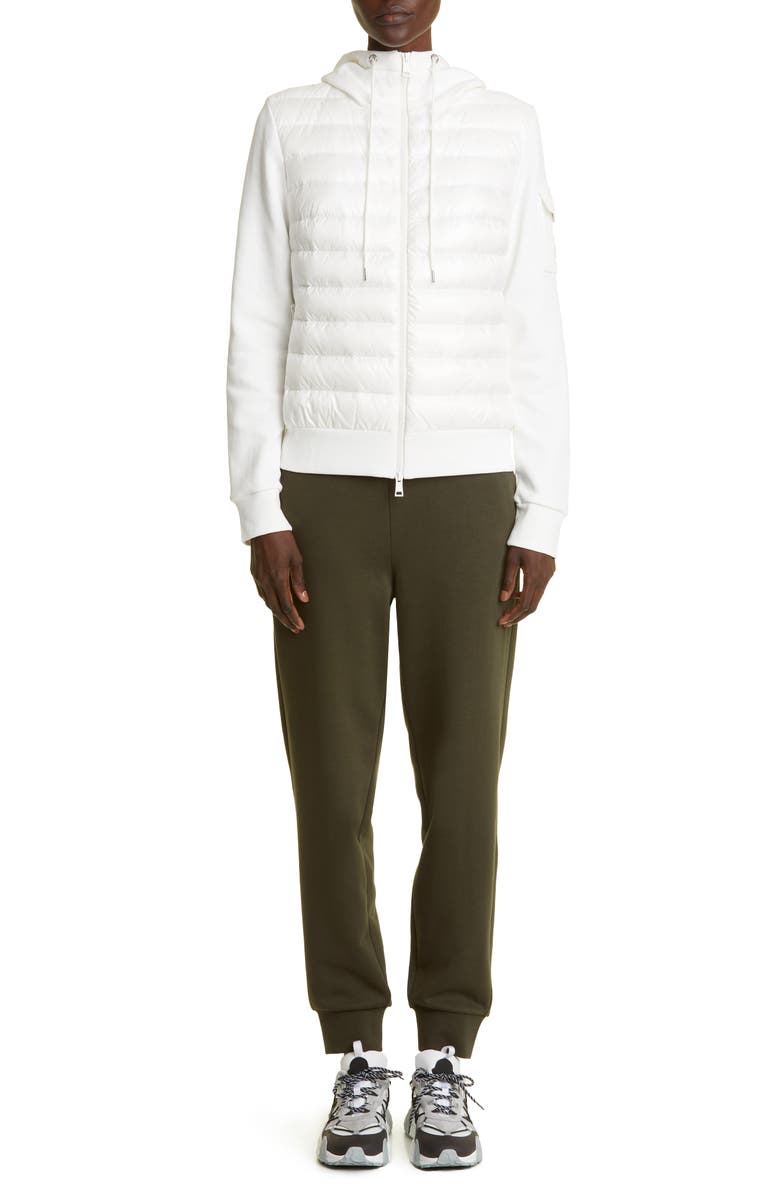 Moncler Hooded Mixed Media Puffer Jacket, Alternate, color, White