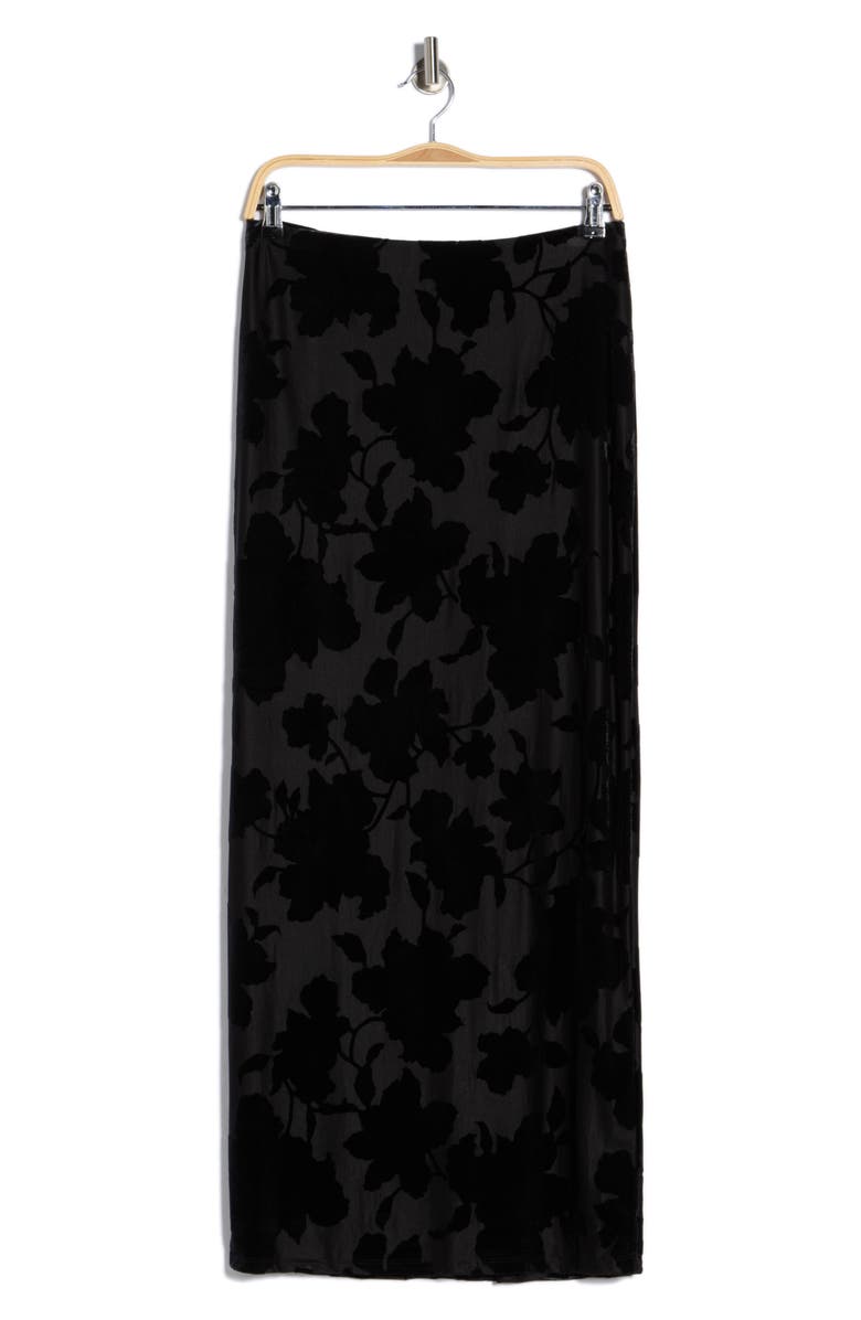 AFRM LOS ANGELES Daisy Burnout Velvet Skirt, Main, color, Noir Shadow Florals