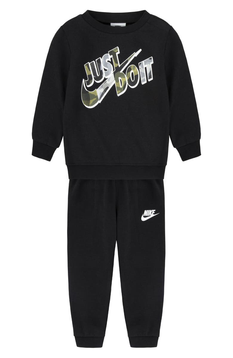 Nike Just Do It Camo Fleece Sweatshirt & Joggers Set, Alternate, color, 