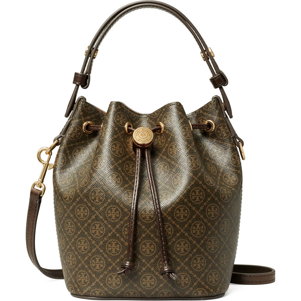 TORY BURCH TORY BURCH T MONOGRAM COATED CANVAS BUCKET BAG