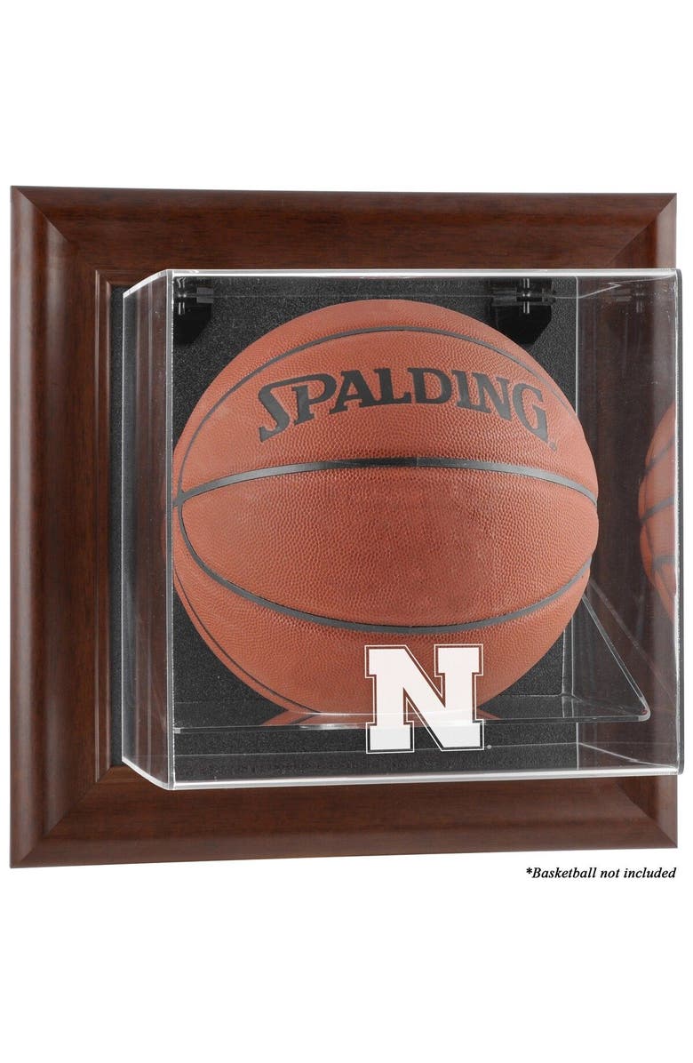 FANATICS AUTHENTIC Nebraska Huskers Brown Framed Wall-Mountable Basketball Display Case, Main, color, 