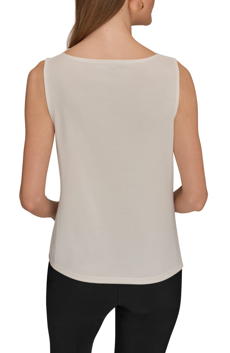 Donna Karan New York Asymmetric Sleeveless Hardware Accent Top, Alternate, color, Cream