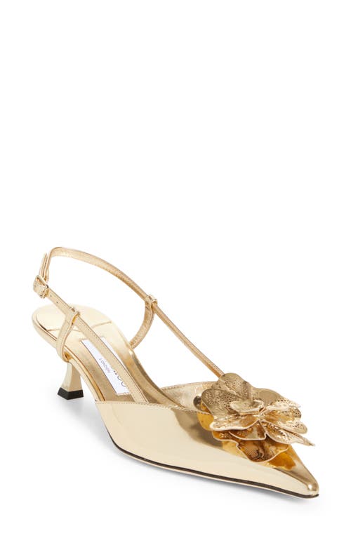 Jimmy Choo Mimmi Pointed Toe Slingback Pump In Gold