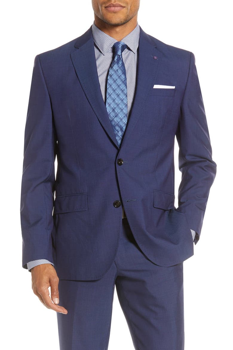 Jarrow Notch Collar Trim Fit Jacket, Main, color, BLUE