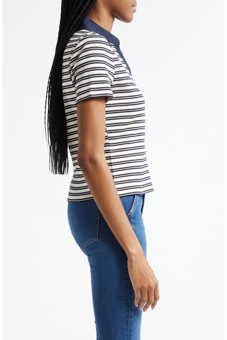 Kearney Stripe Rib Stretch Cotton Polo, Alternate, color, ECRU/NAVY