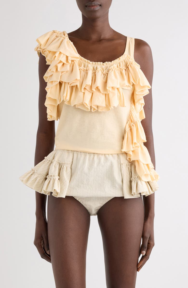 Dries Van Noten Ruffled Mousseline Top, Main, color, Ivory