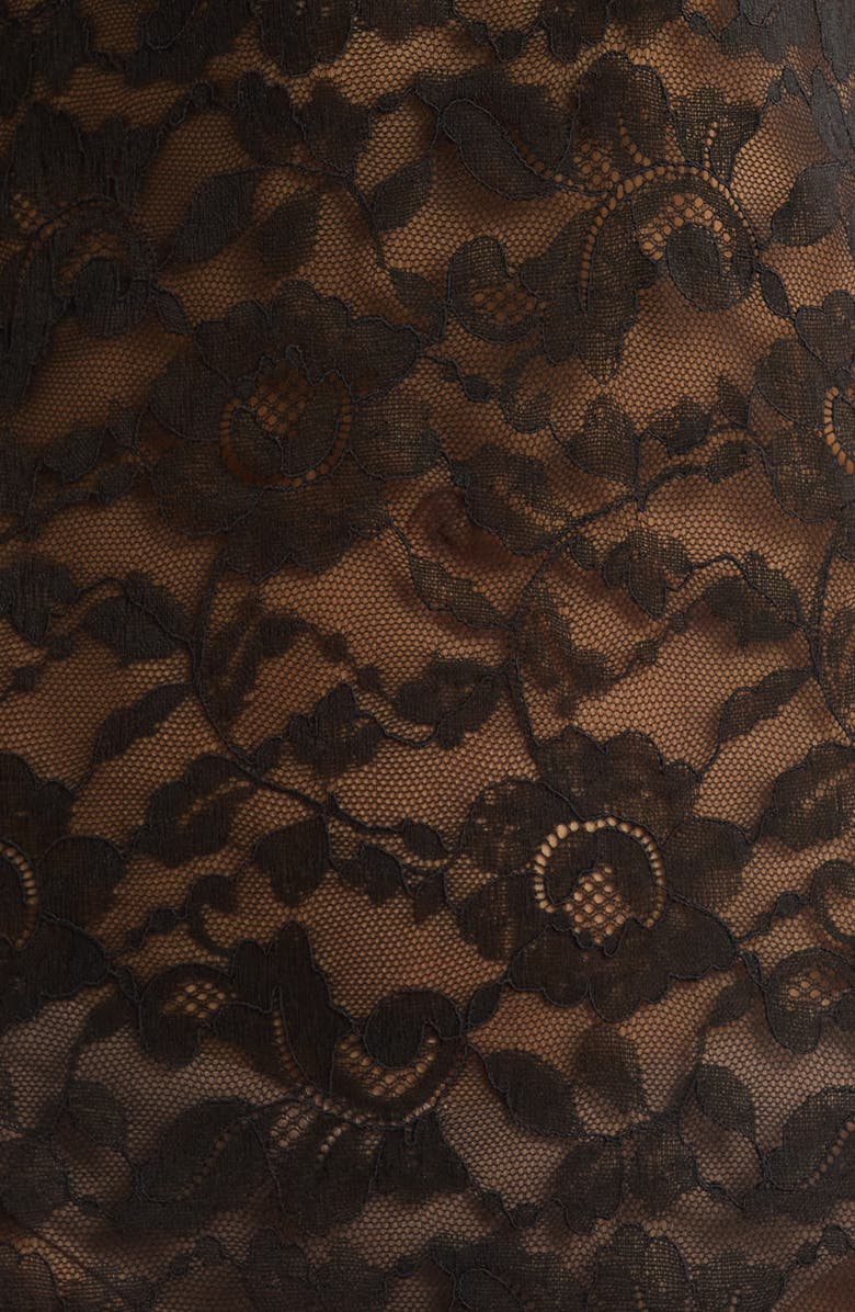 Natori Peony Lace Long Sleeve Gown, Alternate, color, Black