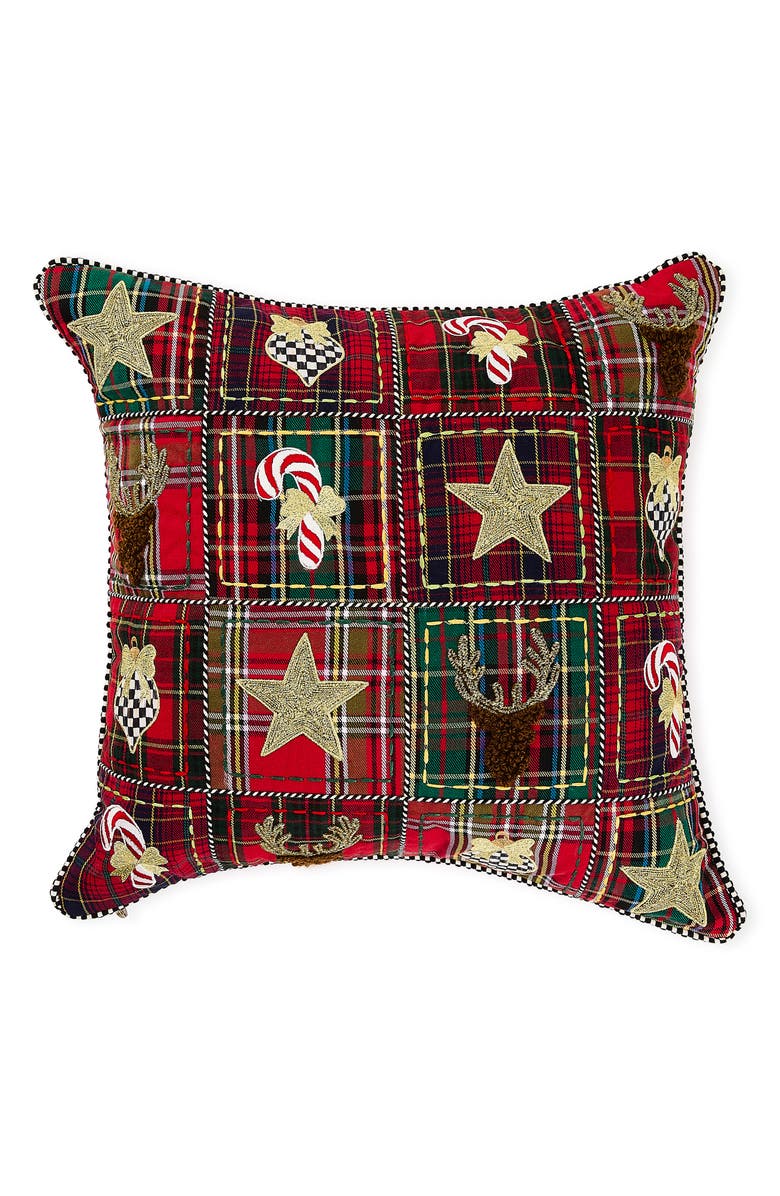 MACKENZIE CHILDS Holiday Squares Throw Pillow, Main, color, Red