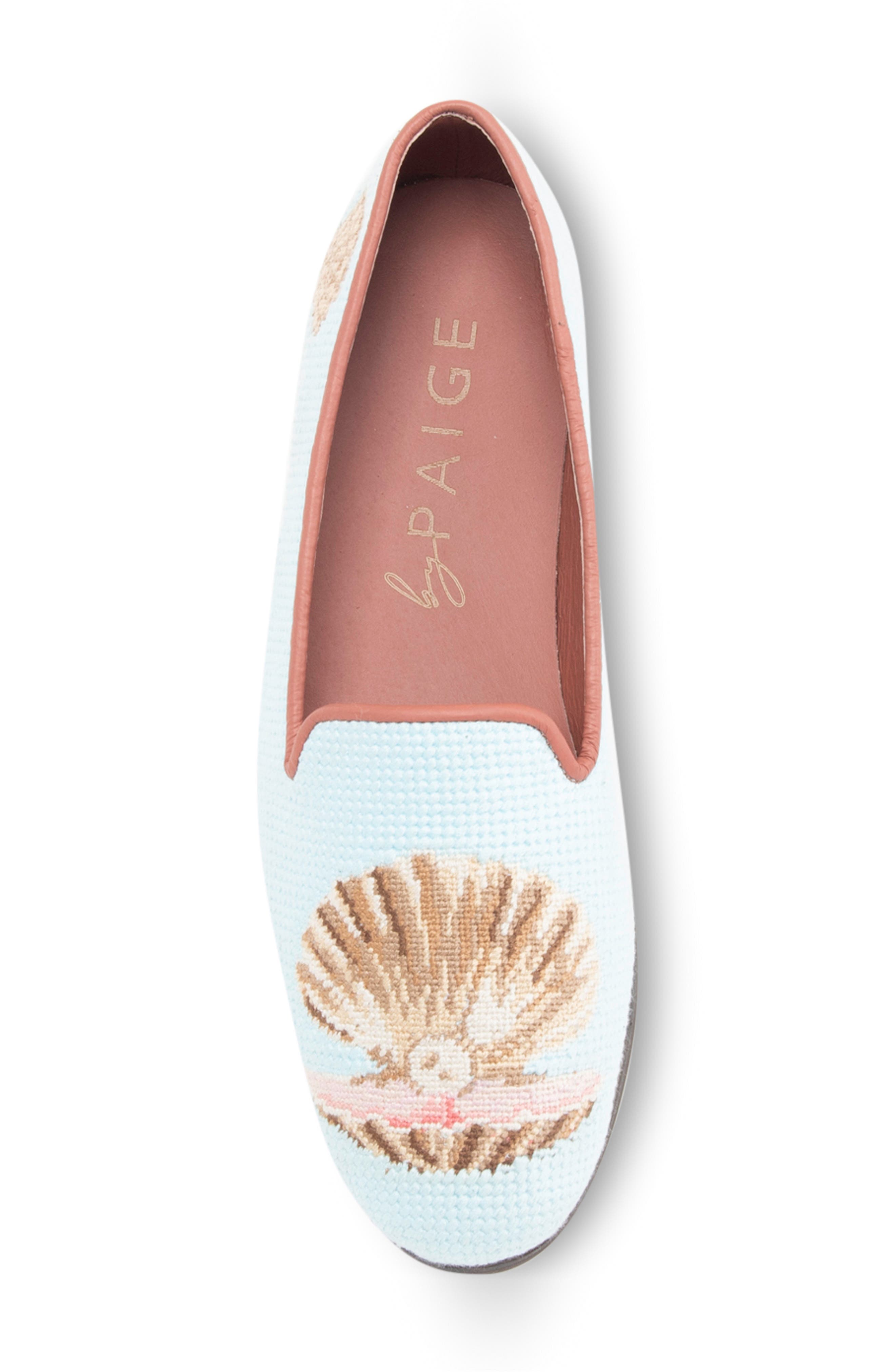 ByPaige Needlepoint Clam Flat, Alternate, color, Light Blue