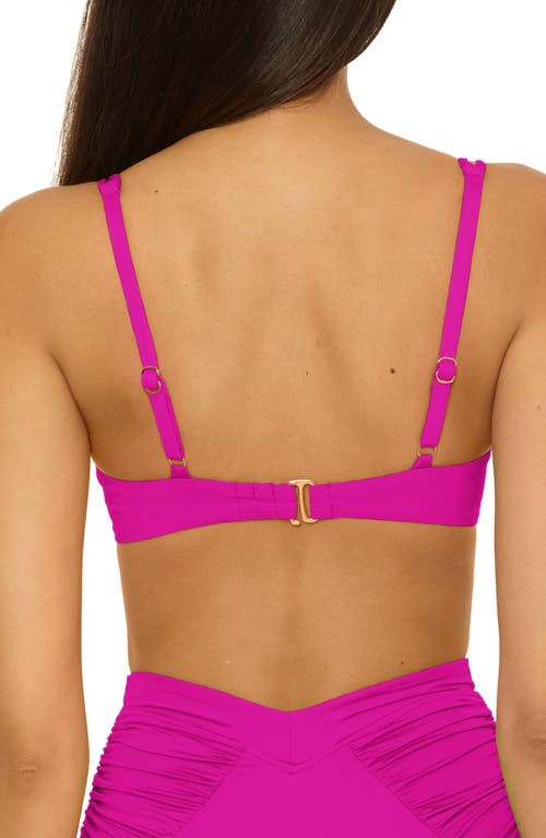 Becca Womens Color Code Underwire Bikini Top Shirred High Waist Bottoms In Purple