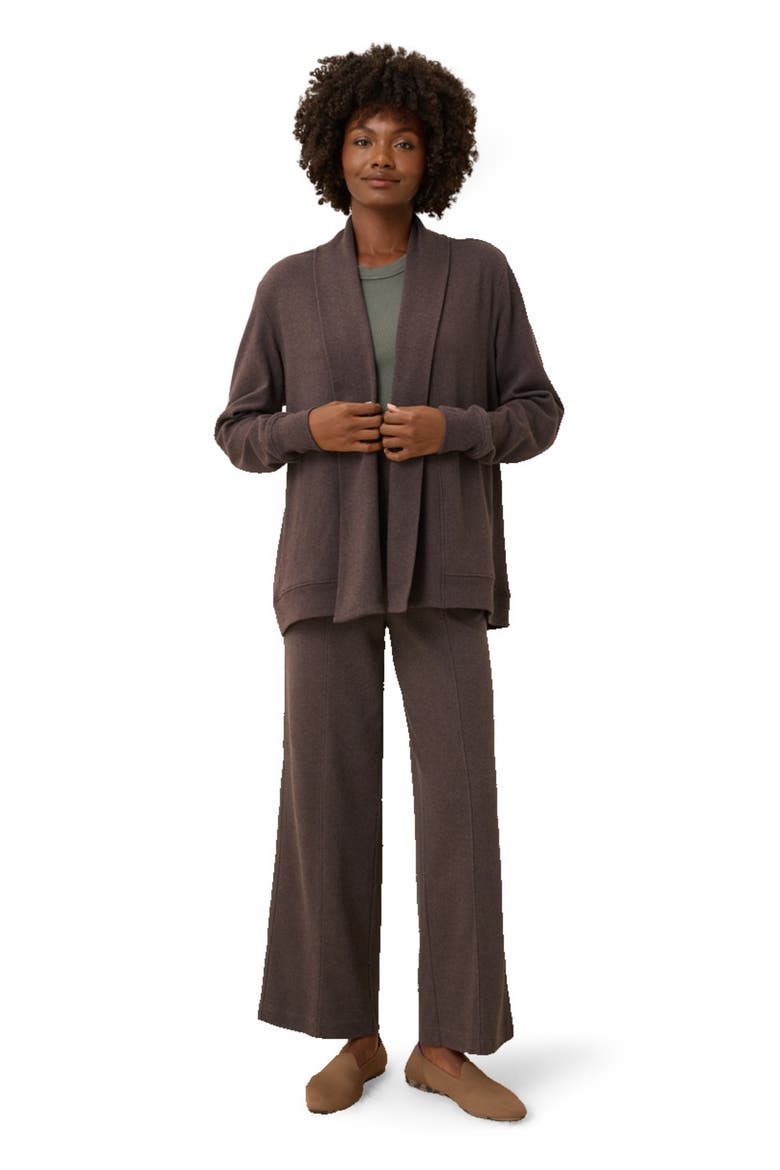 Airplane Short Drape Cardigan, Main, color, Chocolate Heather