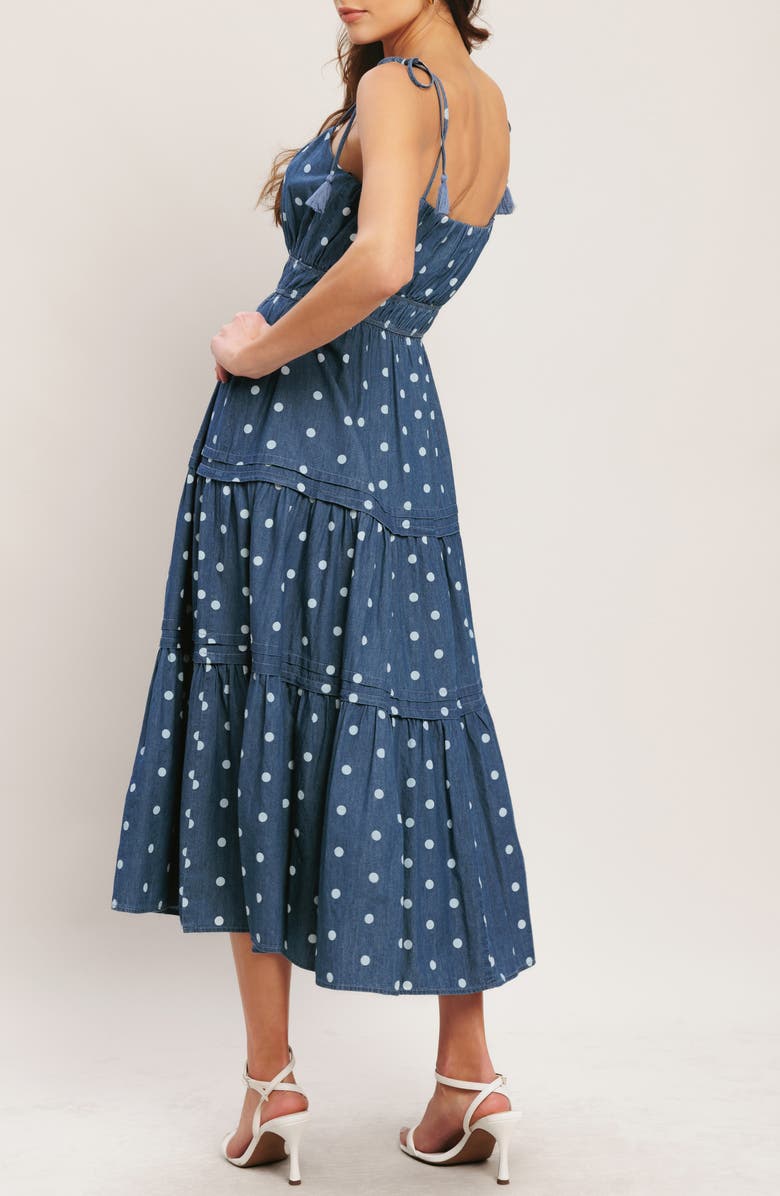 FLYING TOMATO Tie Strap Chambray Dress, Alternate, color, Medium Indigo