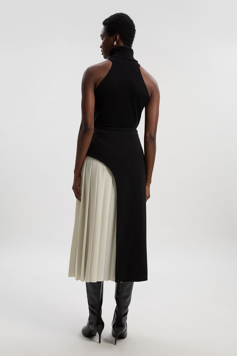 Tailored Buckle Detail Midi Skirt, Alternate, color, Mono
