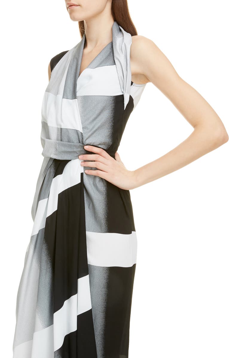 Rick Owens Stripe Wrap Midi Dress, Alternate, color, 