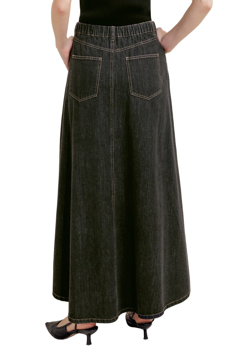 FREEMARKET A-Line Denim Maxi Skirt, Alternate, color, Black