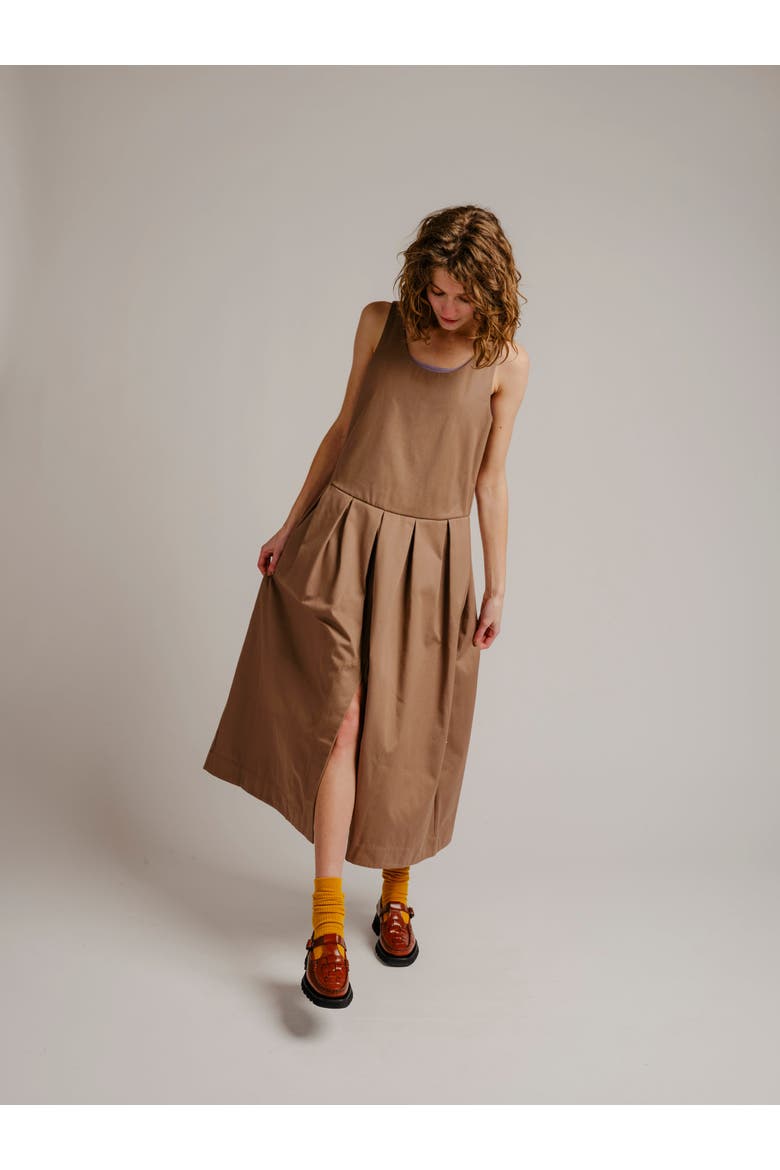 Edie Pleated Maxi Dress, Main, color, Chestnut Twill