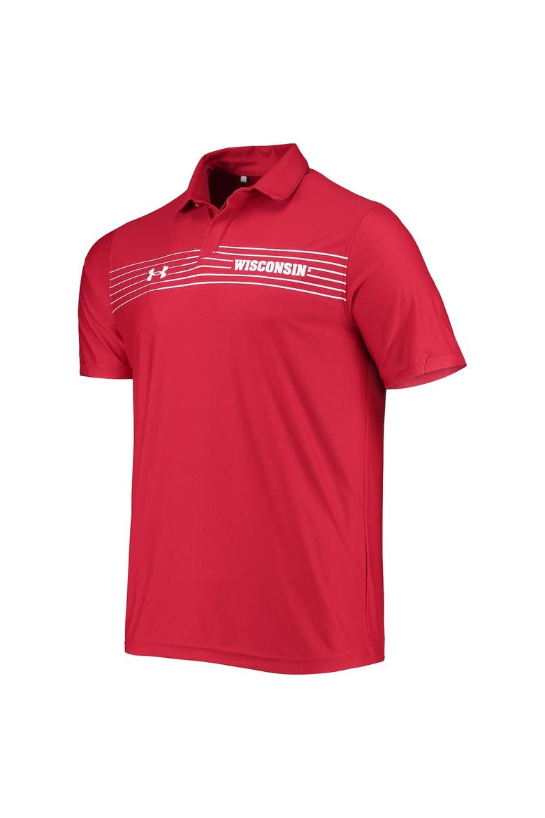 Men's Under Armour Red Wisconsin Badgers Sideline Chest Stripe Performance Polo, Alternate, color, Red
