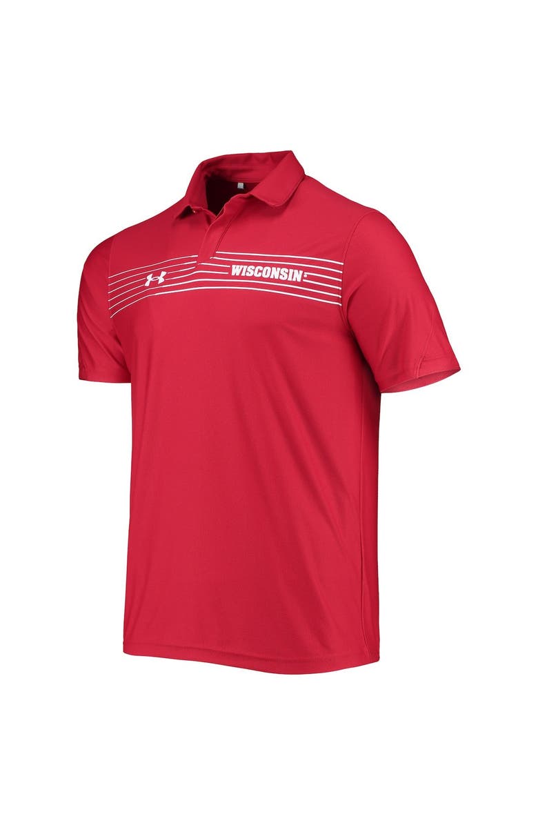 Under Armour Men's Under Armour Red Wisconsin Badgers Sideline Chest Stripe Performance Polo, Alternate, color, Red