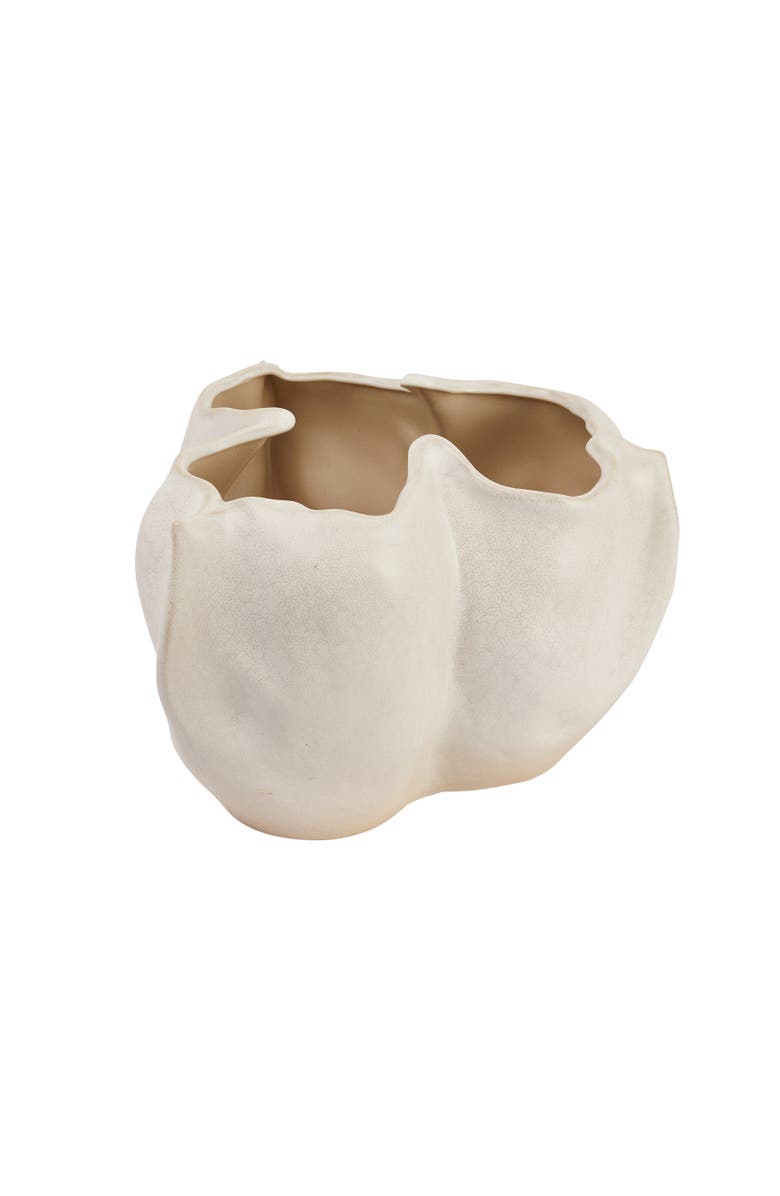Storied Home Decorative Organically Shaped Stoneware Planter, Matte Cream, Main, color, Cream