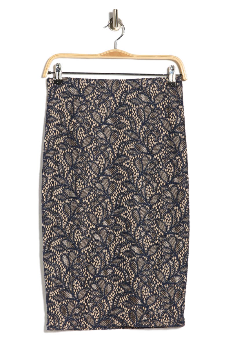 Jacquard Knit Pencil Skirt, Alternate, color, NAVY