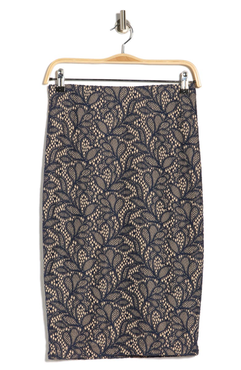 Renee C Jacquard Knit Pencil Skirt, Main, color, Navy