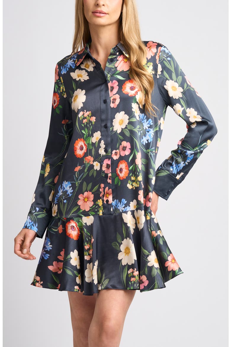 Gloria Floral Long Sleeve Shirtdress, Alternate, color, INDIGO NIGHT