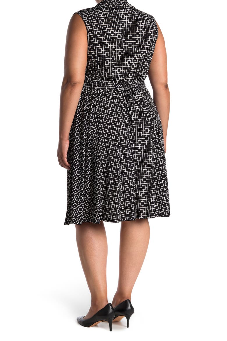 Prescott Fit & Flare Belted Knee Length Dress, Alternate, color, SQUARE LINK