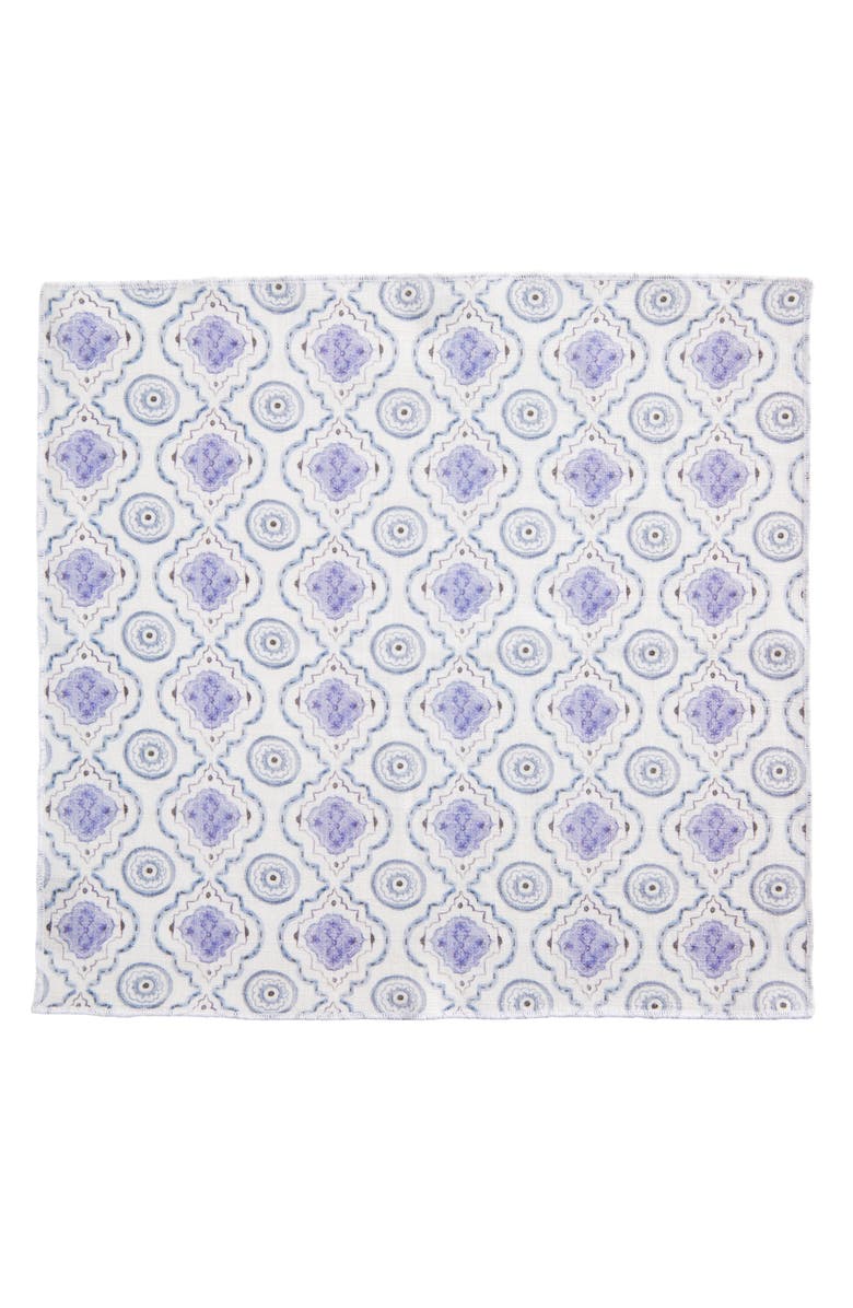 CLIFTON WILSON Print Linen Pocket Square, Alternate, color, Light Grey