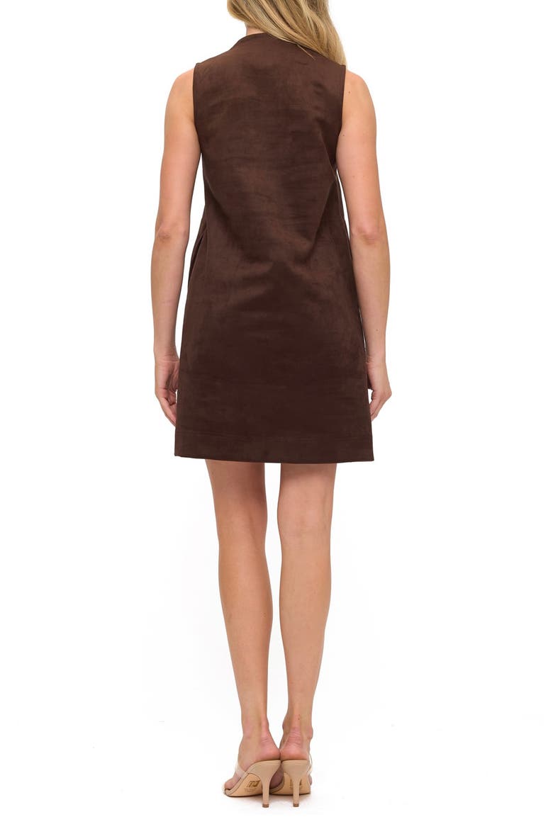 Faux Suede Sleeveless Minidress, Alternate, color, BROWN