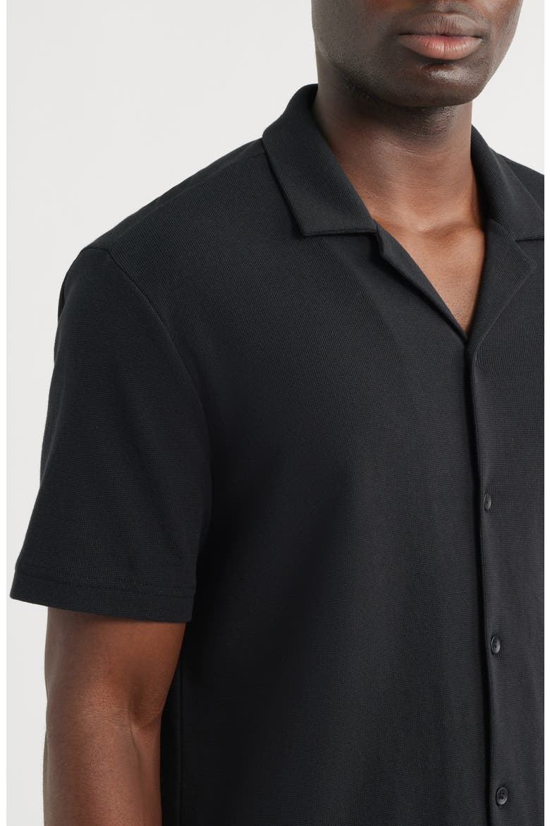 Seaport Knit Cotton Camp Shirt, Alternate, color, BLACK