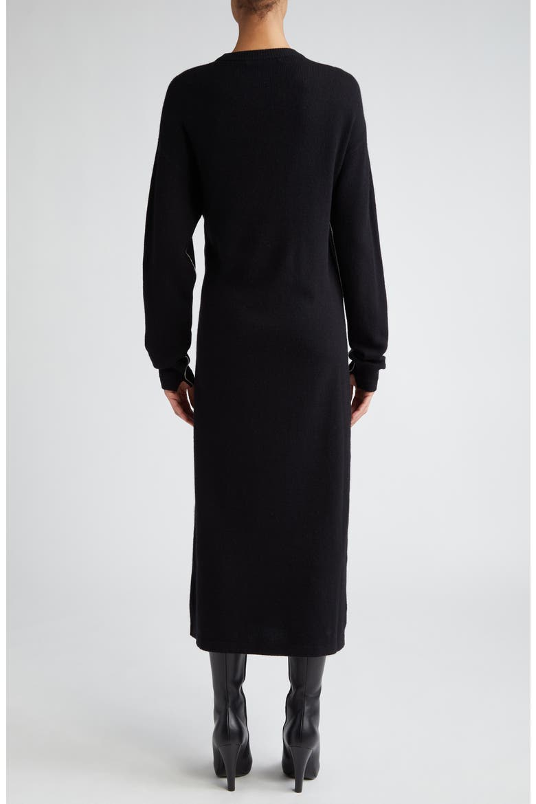 Knot Long Sleeve Recycled Cashmere & Organic Cotton Sweater Dress, Alternate, color, BLACK