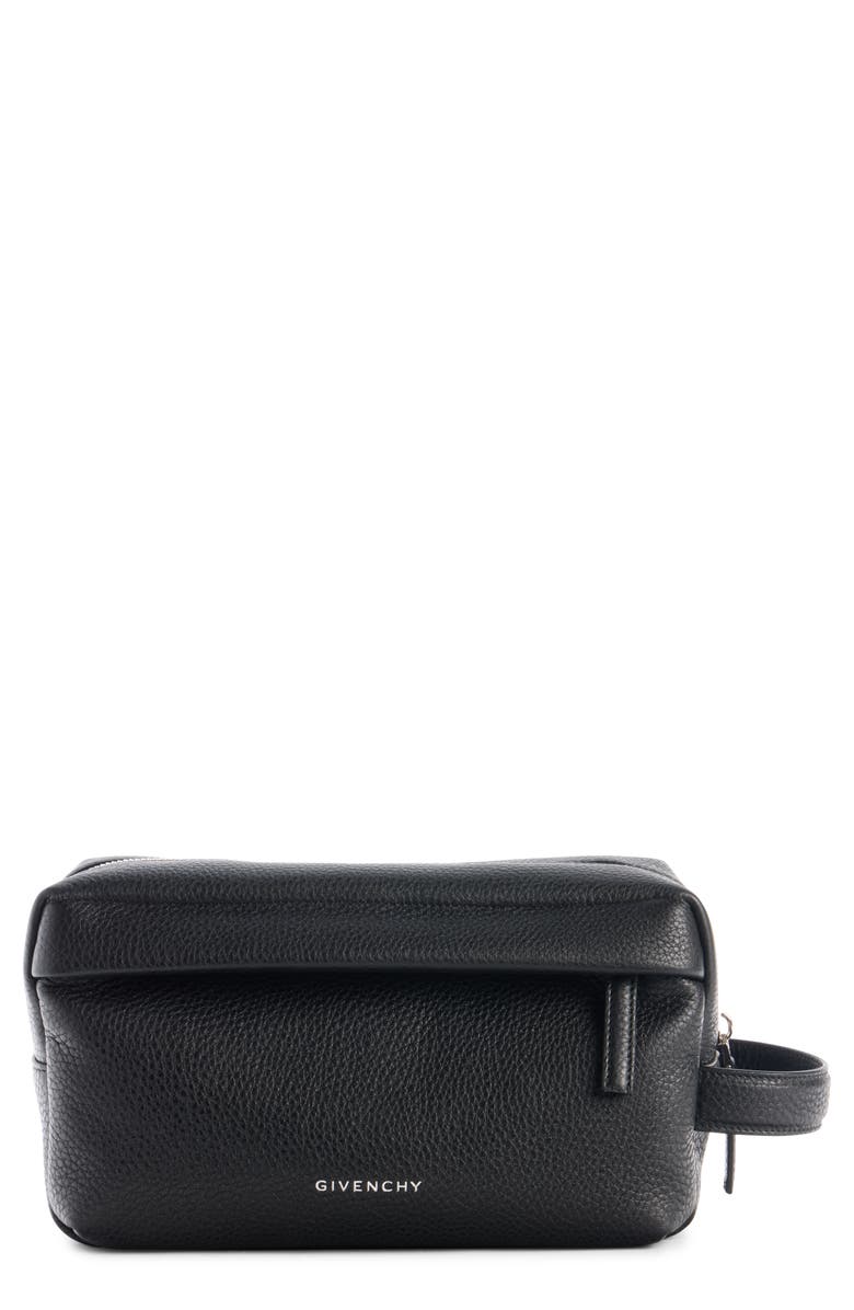 Givenchy Essential Leather Travel Pouch, Main, color, Black
