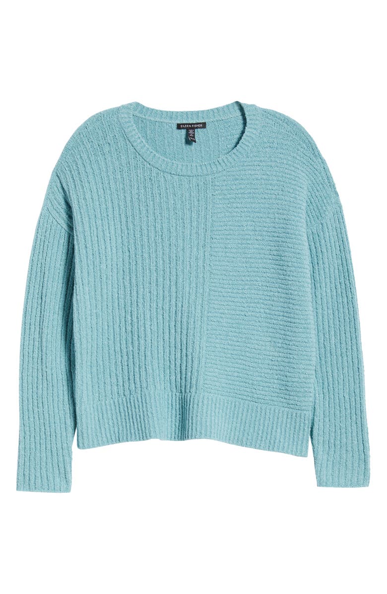 Eileen Fisher Crewneck Rib Organic Cotton Blend Sweater, Alternate, color, Seafoam