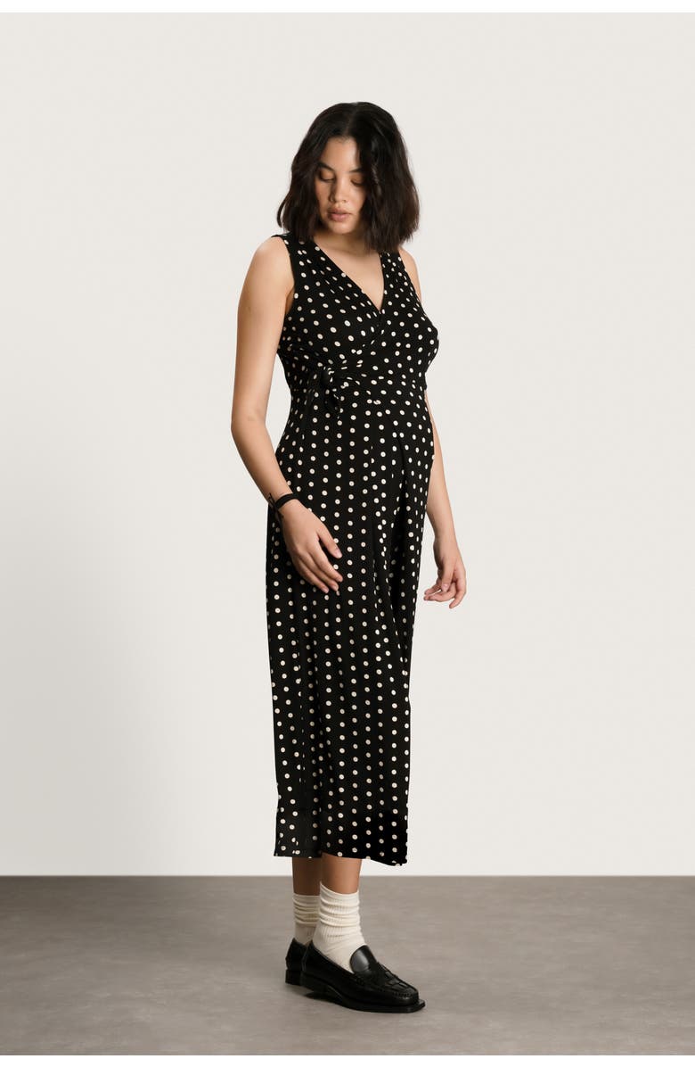 Nom Maternity Francesca Maternity & Nursing Cropped Jumpsuit, Alternate, color, Polka Dot Black