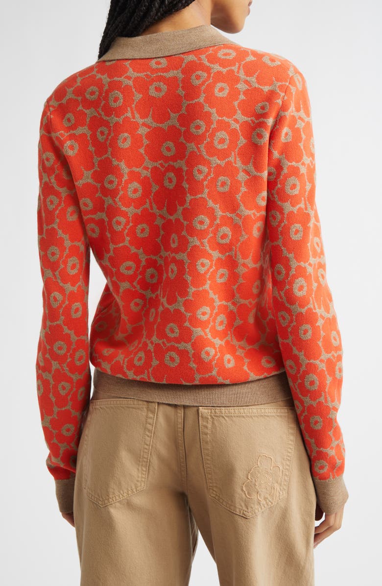 Marimekko Sportti Unikko Jacquard Wool & Cotton Blend Sweater, Alternate, color, Orange