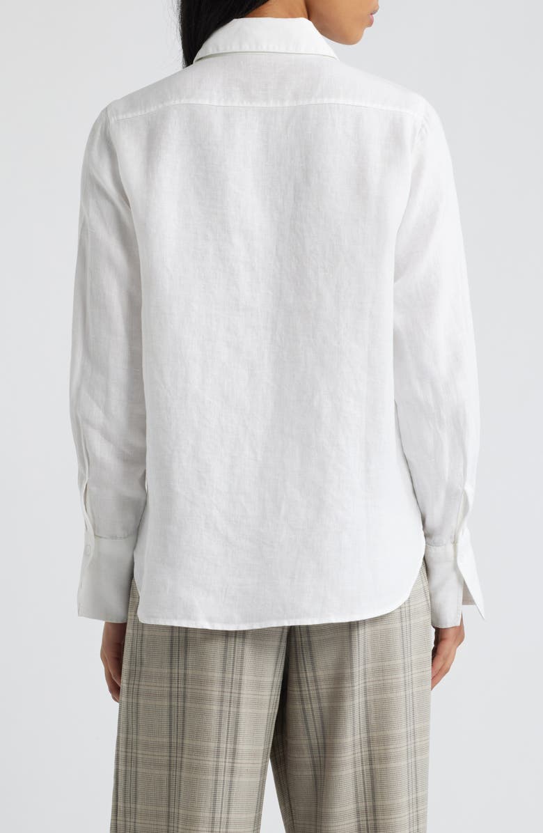 MANGO Samara Linen Button-Up Shirt, Alternate, color, White