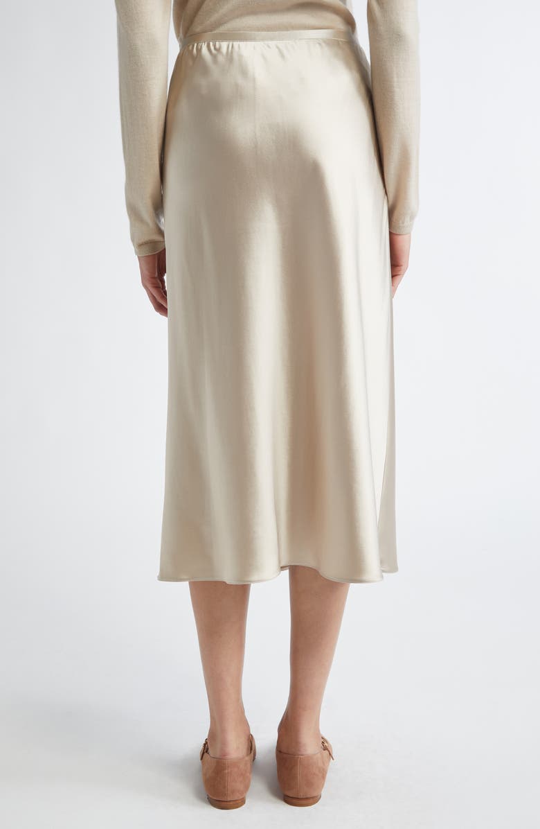 Max Mara Carnet Silk Satin Midi Skirt, Alternate, color, Beige