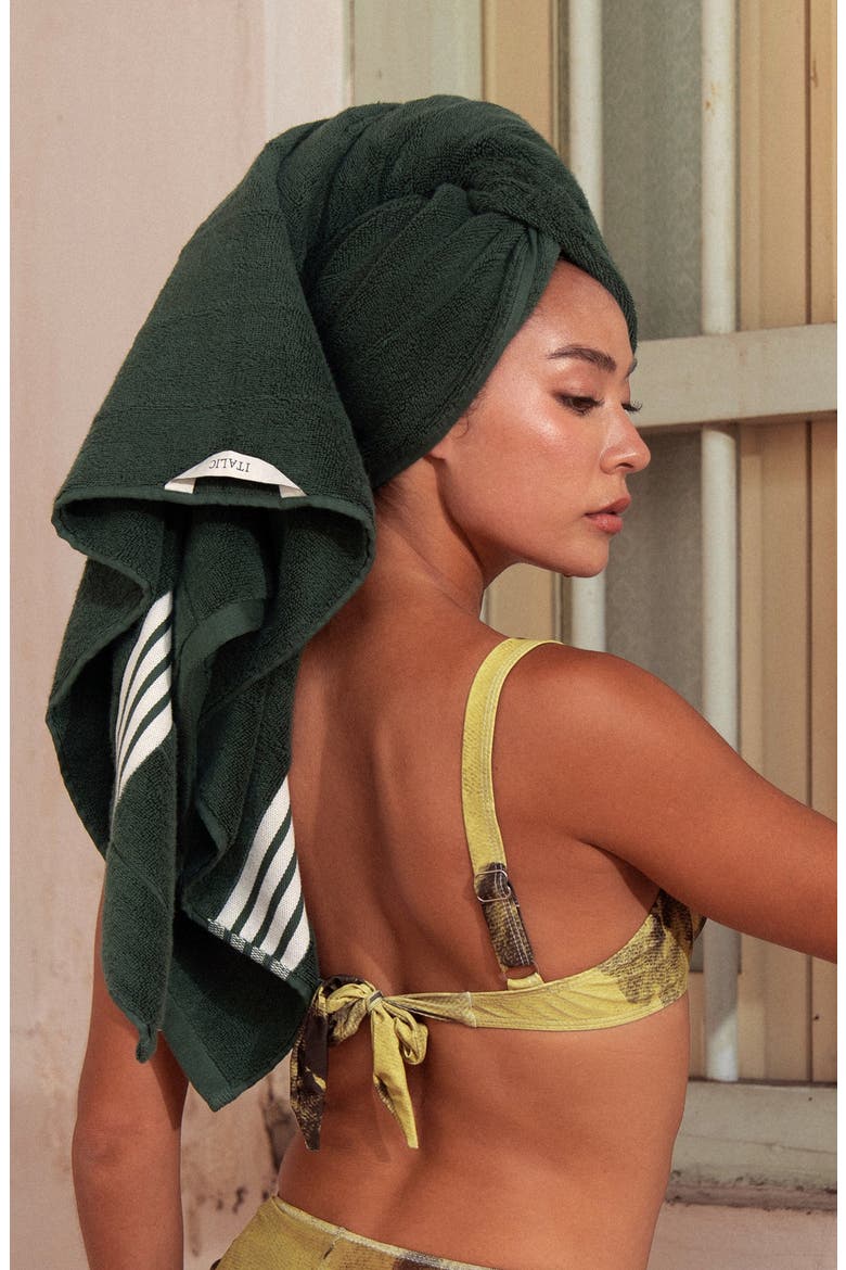 Nautilus 2-Piece Bath Towel Set, Alternate, color, Verdant / Ecru