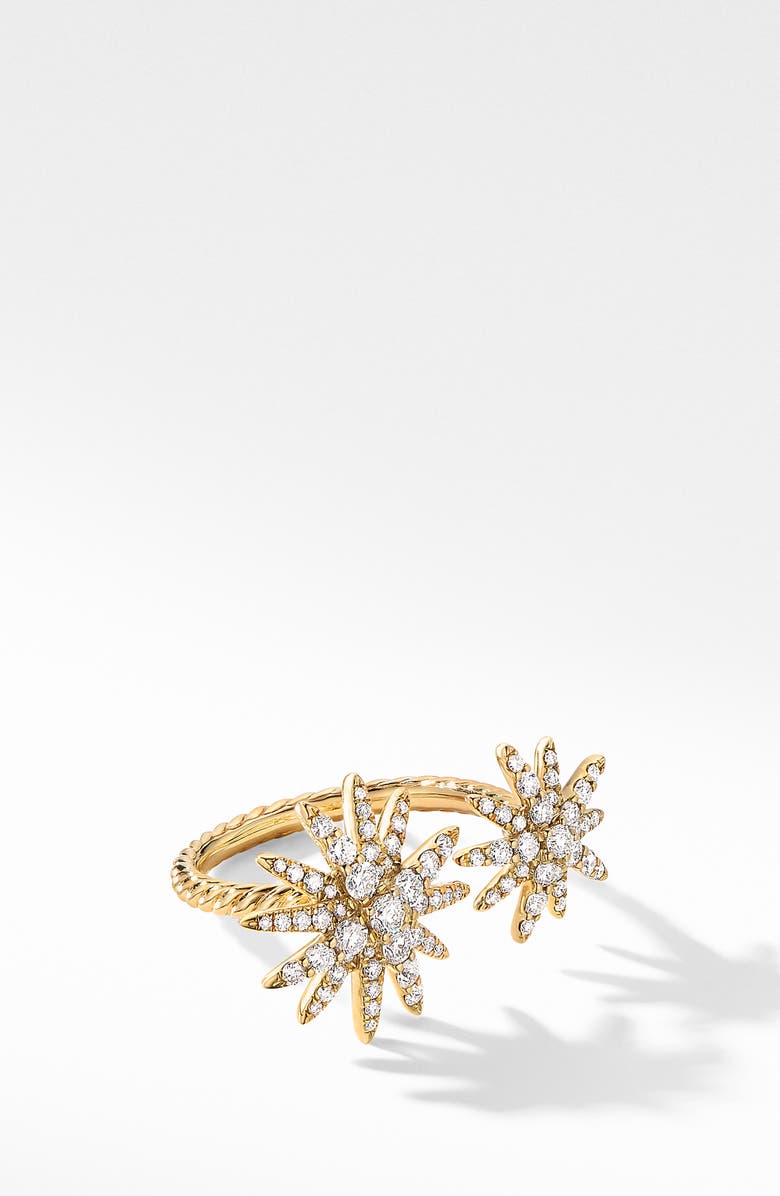 David Yurman Starburst 18K Gold & Pavé Diamond Bypass Ring, Main, color, 