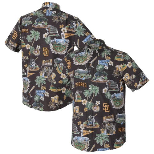 Reyn Spooner Navy Atlanta Braves Scenic Tri-blend Performance Button-up Top In Black
