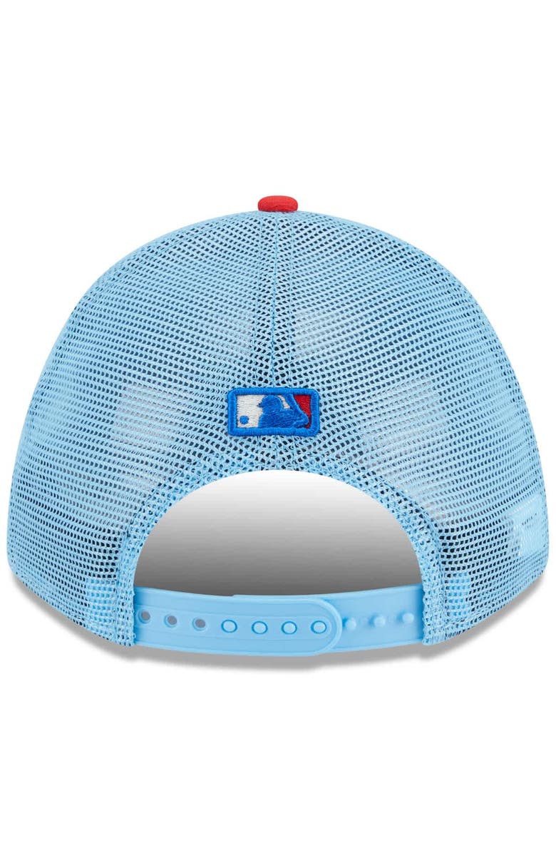 New Era Men's New Era Light Blue/Red San Diego Padres 2025 Fourth of July 9FORTY A-Frame M-Crown Adjustable Trucker Hat, Alternate, color, 