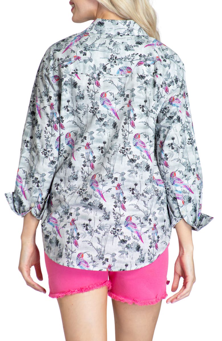APNY Oversize Feather Print Button-Up Shirt, Alternate, color,