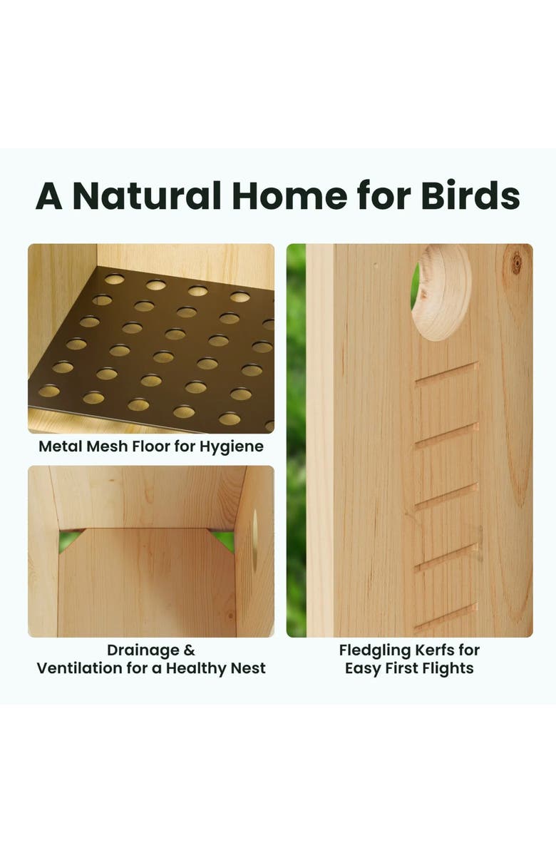 Birdfy Ebony Wooden Smart Bird Nes, Alternate, color, Wood/ Ebony