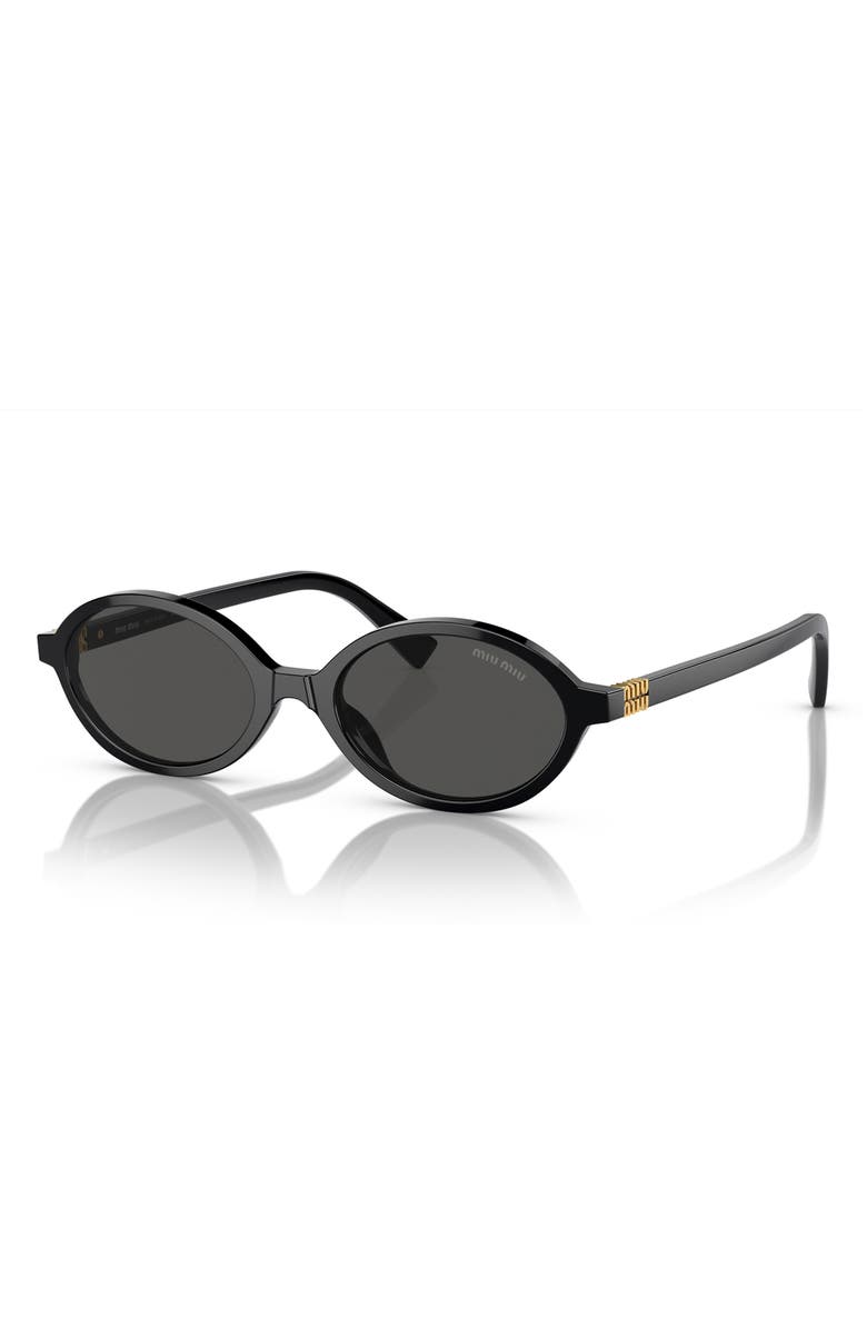 Miu Miu 50mm Oval Sunglasses, Alternate, color, Black / Dark Grey