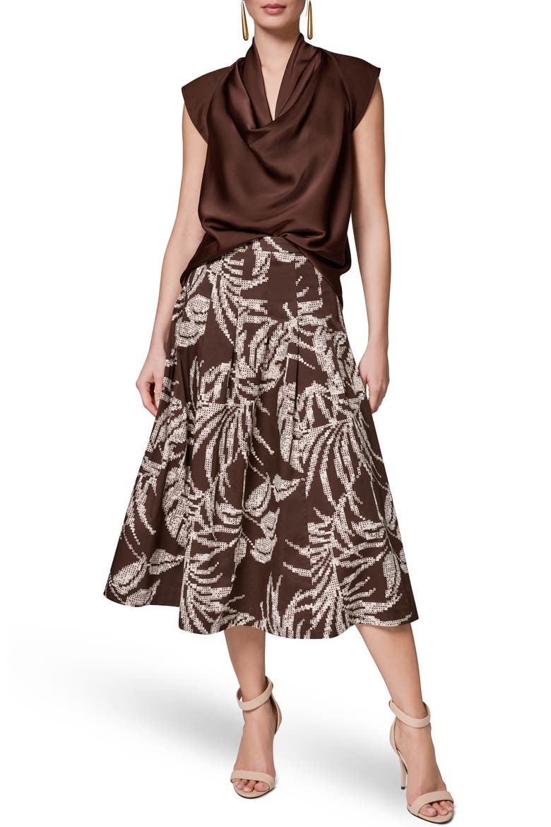 Tropical Print Pleated A-Line Skirt, Alternate, color, CANYON MULTI